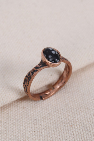 Obsidyen Taşlı Saf Bakır Ayarlanabilir Yüzük(Doğal Taş) Obsidyen Taşlı Saf Bakır Ayarlanabilir Yüzük(Doğal Taş)