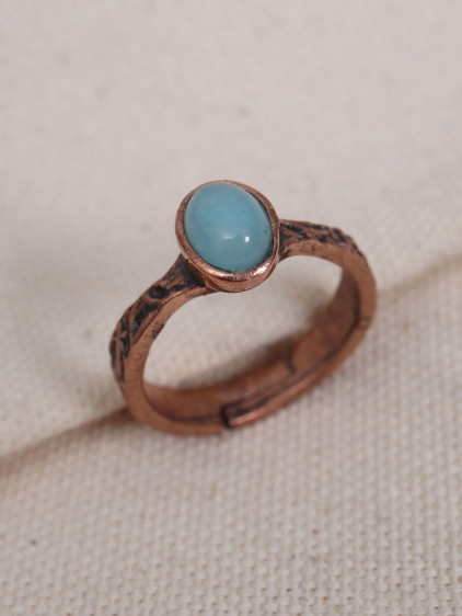 Larimar Taşlı Saf Bakır Ayarlanabilir Yüzük(Doğal Taş) Larimar Taşlı Saf Bakır Ayarlanabilir Yüzük(Doğal Taş)