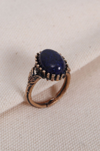 Lapis Taşlı Saf Bakır Ayarlanabilir Oval Otantik Yüzük Lapis Taşlı Saf Bakır Ayarlanabilir Oval Otantik Yüzük