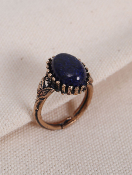 Lapis Taşlı Saf Bakır Ayarlanabilir Oval Otantik Yüzük Lapis Taşlı Saf Bakır Ayarlanabilir Oval Otantik Yüzük