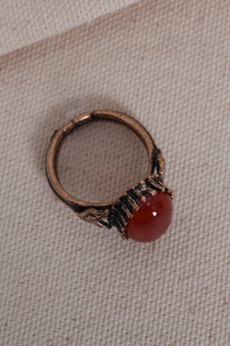 Kahverengi Akik Taşlı Saf Bakır Ayarlanabilir Oval Otantik Yüzük Kahverengi Akik Taşlı Saf Bakır Ayarlanabilir Oval Otantik Yüzük