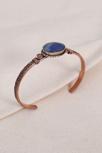 Lapis Taşlı Saf Bakır Otantik Bilezik Lapis Taşlı Saf Bakır Otantik Bilezik
