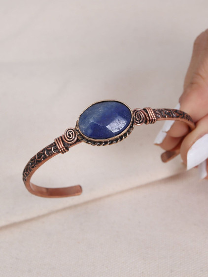 Lapis Taşlı Saf Bakır Otantik Bilezik Lapis Taşlı Saf Bakır Otantik Bilezik