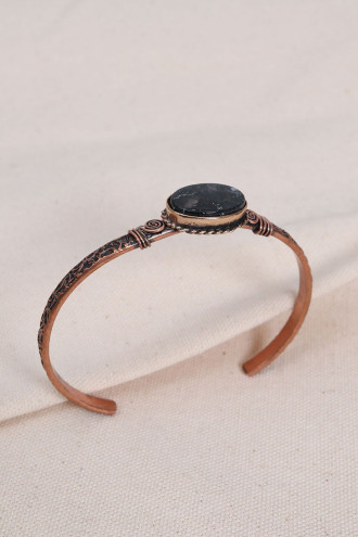 Obsidyen Taşlı Saf Bakır Otantik Bilezik Obsidyen Taşlı Saf Bakır Otantik Bilezik