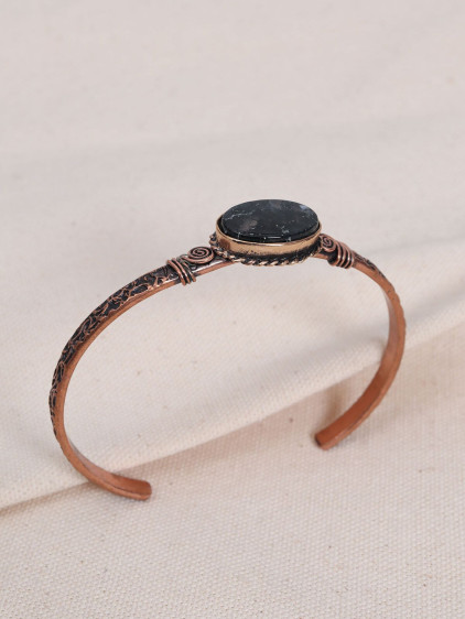 Obsidyen Taşlı Saf Bakır Otantik Bilezik Obsidyen Taşlı Saf Bakır Otantik Bilezik