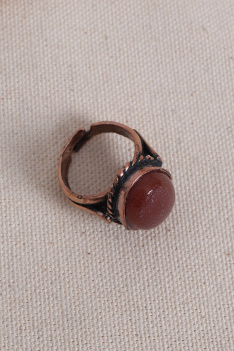 Kahverengi Akik Taşlı Saf Bakır Ayarlanabilir Otantik Yüzük Kahverengi Akik Taşlı Saf Bakır Ayarlanabilir Otantik Yüzük