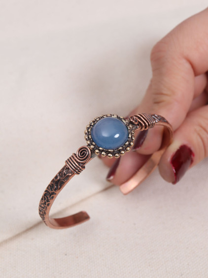 Lapis Taşlı Saf Bakır Otantik Bilezik Lapis Taşlı Saf Bakır Otantik Bilezik