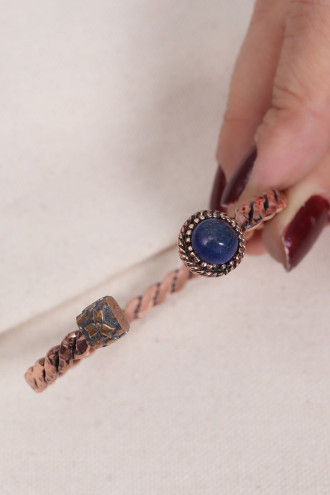 Lapis Taşlı Saf Bakır Örgü Model Otantik Bilezik Lapis Taşlı Saf Bakır Örgü Model Otantik Bilezik