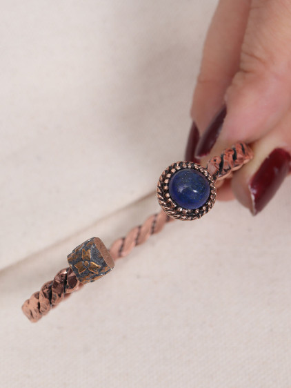 Lapis Taşlı Saf Bakır Örgü Model Otantik Bilezik Lapis Taşlı Saf Bakır Örgü Model Otantik Bilezik
