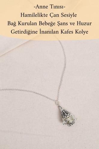 Anne Tınısı - Silver Renk Siyah Taşlı Çan Kolye