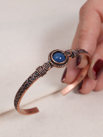 Lapis Taşlı Saf Bakır Otantik Bilezik Lapis Taşlı Saf Bakır Otantik Bilezik