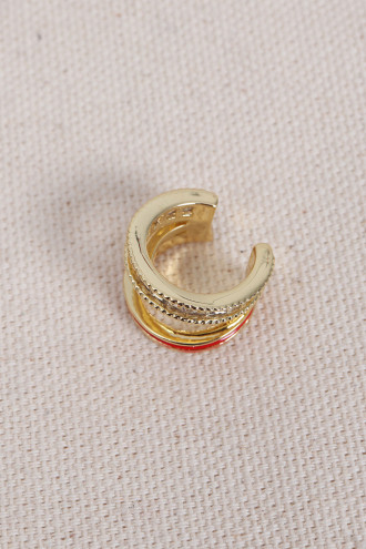 Kırmızı Mineli Gold Renk Kare Taşlı Kıkırdak Küpe Kırmızı Mineli Gold Renk Kare Taşlı Kıkırdak Küpe