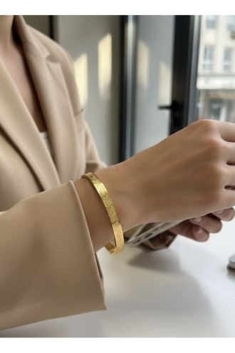 Ayetel Kürsi Yazılı Gold Renk Çelik Bilezik Ayetel Kürsi Yazılı Gold Renk Çelik Bilezik
