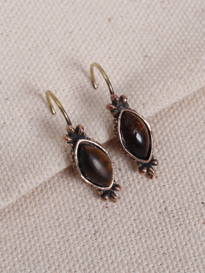 Kaplan Gözü Taşlı Otantik Küpe