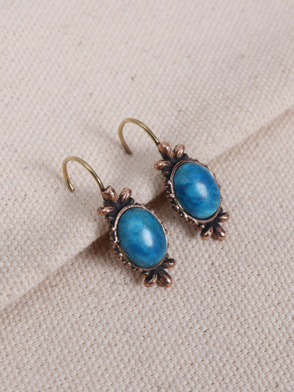 Turkuaz Taşlı Otantik Küpe