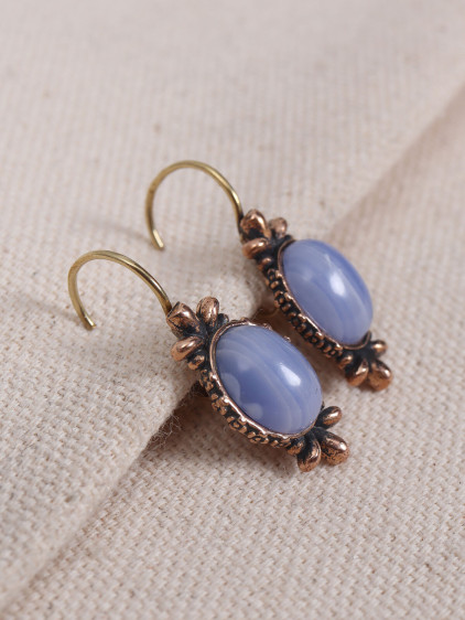 Lila Selenit Taşlı Otantik Küpe