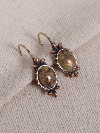 Rutil Kuvars Taşlı Otantik Küpe