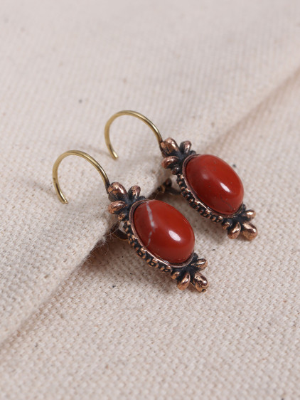 Kehribar Taşlı Otantik Küpe