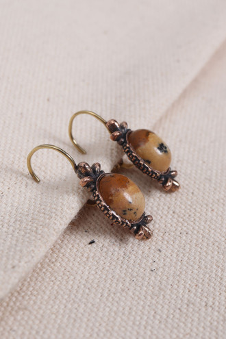 Kahverengi Jasper Taşlı Otantik Küpe