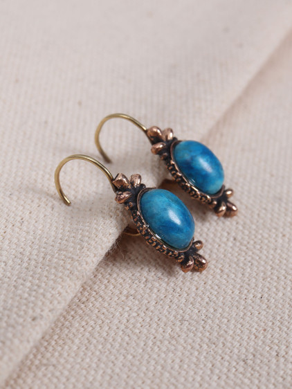 Turkuaz Taşlı Otantik Küpe