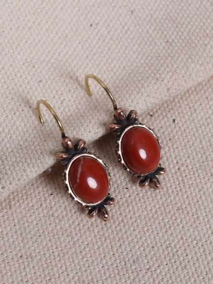 Kehribar Taşlı Otantik Küpe