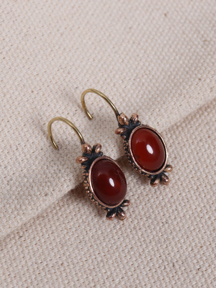 Akik Taşlı Otantik Küpe Akik Taşlı Otantik Küpe