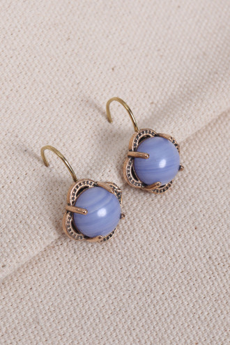 Lila Selenit Taşlı Çiçek Model Otantik Küpe Lila Selenit Taşlı Çiçek Model Otantik Küpe