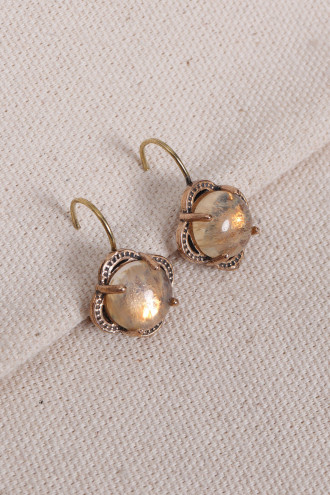 Rutil Kuvars Taşlı Çiçek Model Otantik Küpe Rutil Kuvars Taşlı Çiçek Model Otantik Küpe