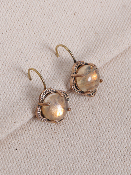 Rutil Kuvars Taşlı Çiçek Model Otantik Küpe Rutil Kuvars Taşlı Çiçek Model Otantik Küpe