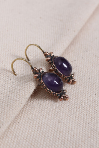 Ametist Taşlı Otantik Küpe