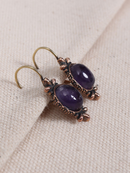 Ametist Taşlı Otantik Küpe