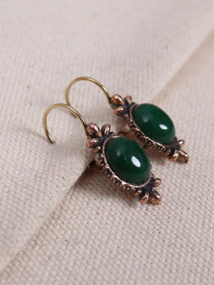 Yeşil Akik Taşlı Otantik Küpe Yeşil Akik Taşlı Otantik Küpe