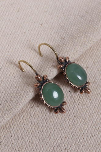 Yeşil Aventurin Taşlı Otantik Küpe