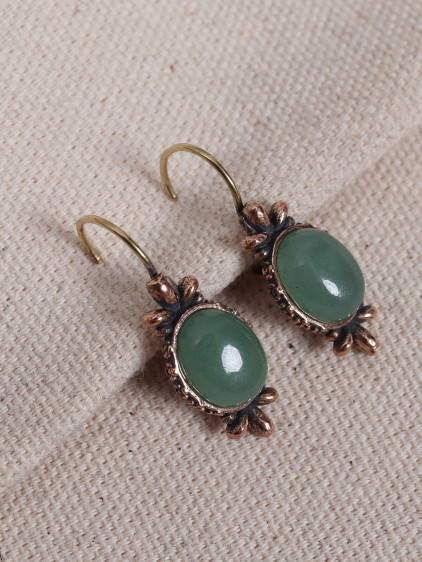 Yeşil Aventurin Taşlı Otantik Küpe Yeşil Aventurin Taşlı Otantik Küpe