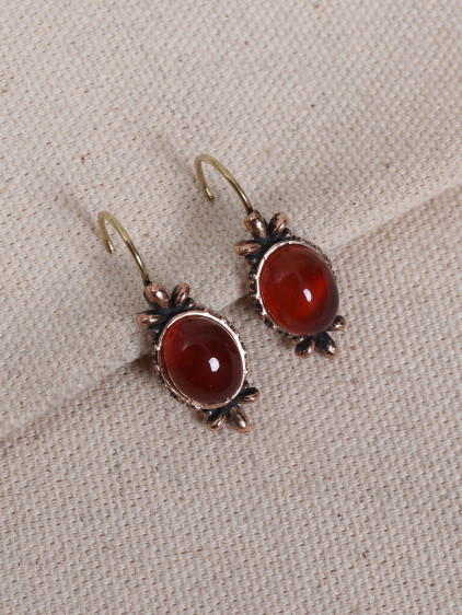 Akik Taşlı Otantik Küpe