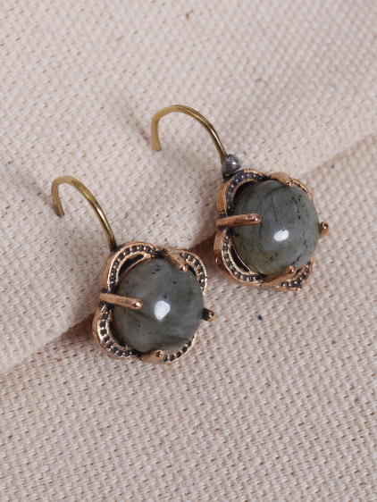 Labradorit Taşlı Çiçek Model Otantik Küpe Labradorit Taşlı Çiçek Model Otantik Küpe