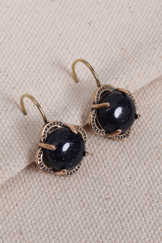 Lacivert Yıldız Taşlı Çiçek Model Otantik Küpe Lacivert Yıldız Taşlı Çiçek Model Otantik Küpe