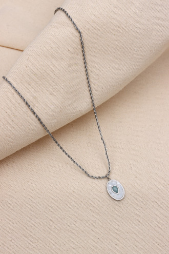 316L ÇELİK SEDEFLİ SILVER VINTAGE KOLYE 316L ÇELİK SEDEFLİ SILVER VINTAGE KOLYE