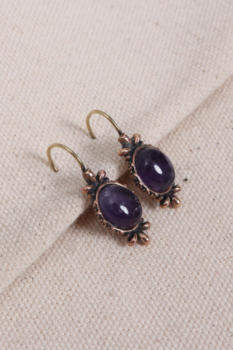 Ametist Taşlı Otantik Küpe