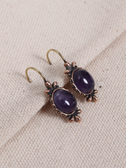 Ametist Taşlı Otantik Küpe