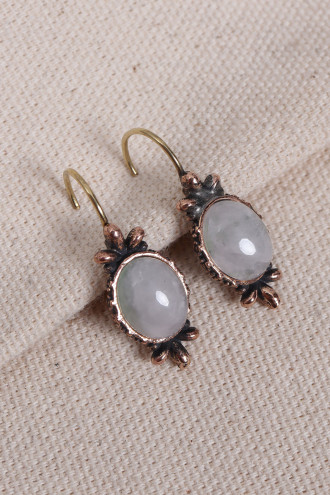 Beyaz Kuvars Taşlı Otantik Küpe