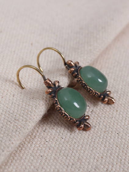 Yeşil Aventurin Taşlı Otantik Küpe Yeşil Aventurin Taşlı Otantik Küpe