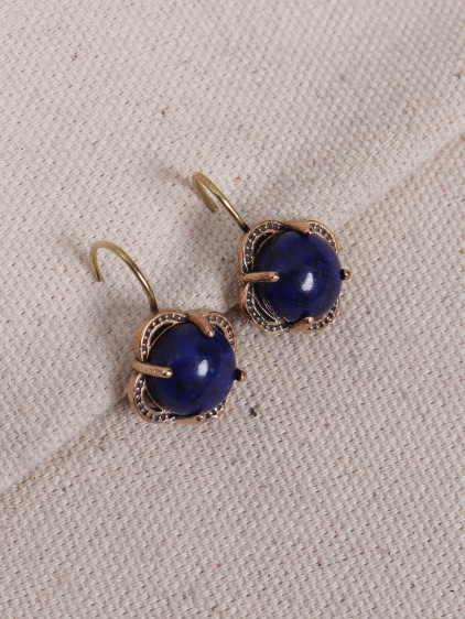 Lapis Taşlı Çiçek Model Otantik Küpe Lapis Taşlı Çiçek Model Otantik Küpe