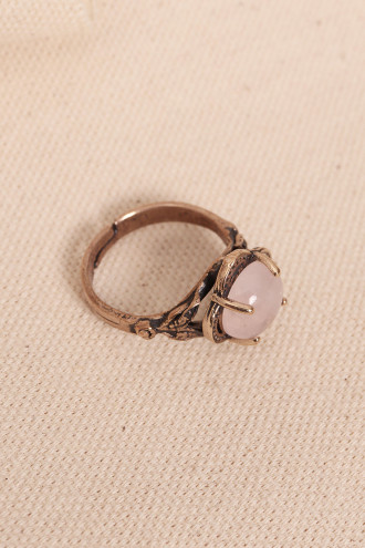 Beyaz Kuvars Taşlı Ayarlanabilir Otantik Yüzük