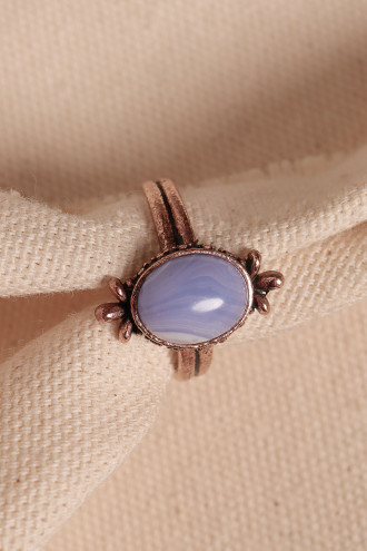 Lila Selenit Taşlı Ayarlanabilir Otantik Bakır Yüzük