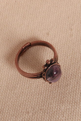 Ametist Taşlı Ayarlanabilir Otantik Bakır Yüzük Ametist Taşlı Ayarlanabilir Otantik Bakır Yüzük