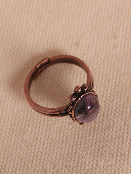 Ametist Taşlı Ayarlanabilir Otantik Bakır Yüzük Ametist Taşlı Ayarlanabilir Otantik Bakır Yüzük
