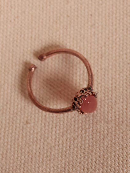 Akik Taşlı Ayarlanabilir Otantik Bakır Yüzük