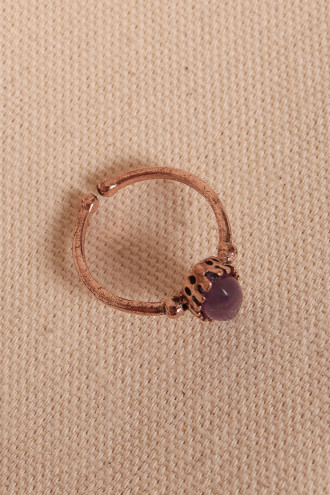 Ametist Taşlı Ayarlanabilir Otantik Bakır Yüzük Ametist Taşlı Ayarlanabilir Otantik Bakır Yüzük