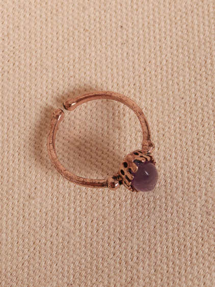Ametist Taşlı Ayarlanabilir Otantik Bakır Yüzük Ametist Taşlı Ayarlanabilir Otantik Bakır Yüzük